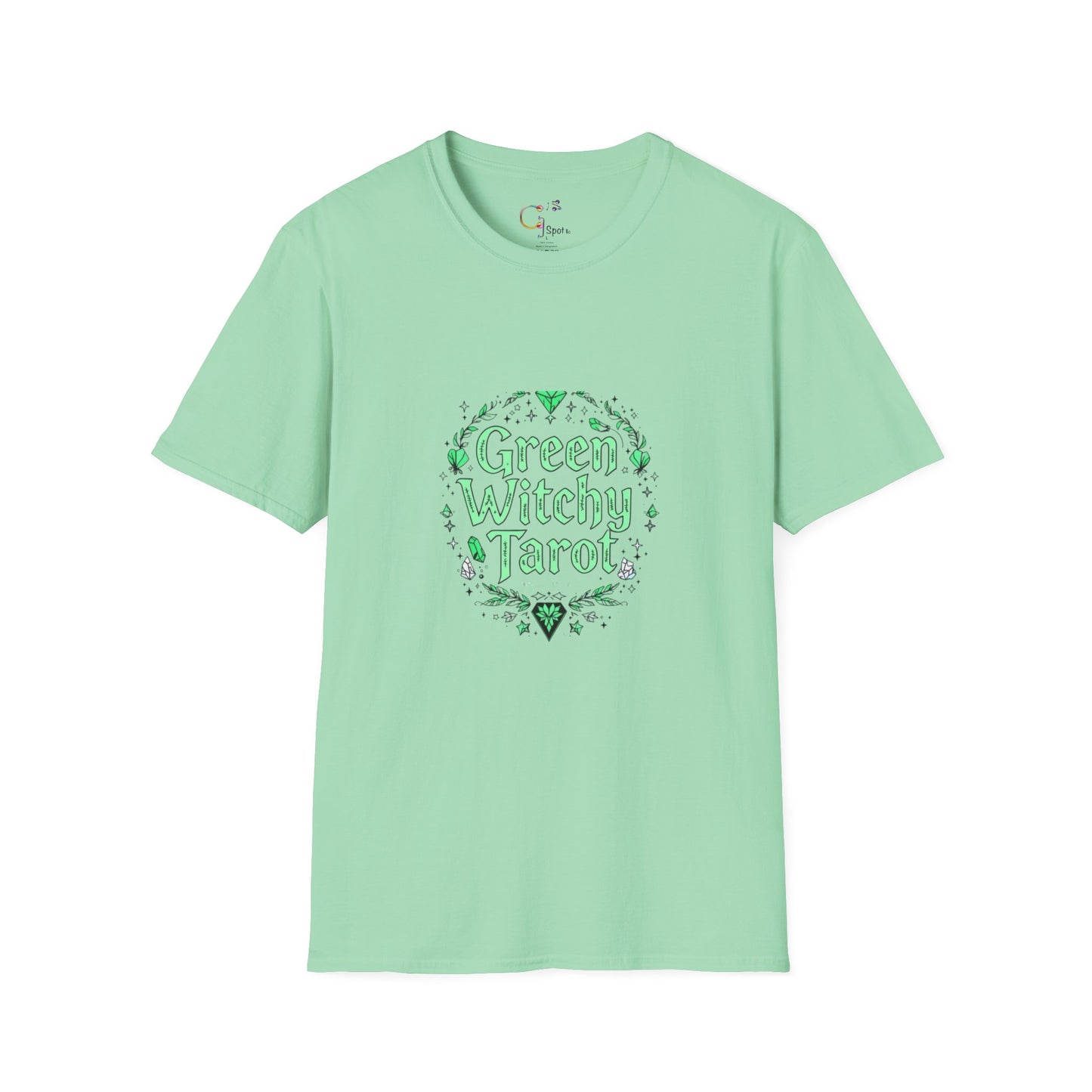 Green Witchy Tarot Unisex T-Shirt, Magical Tee, Gift for Tarot Lovers, Casual Wear, Spiritual Apparel, Witchy Fashion