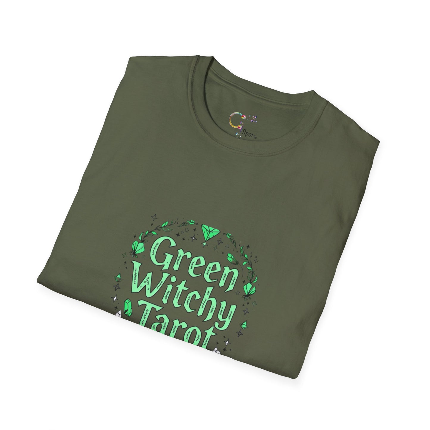 Green Witchy Tarot Unisex T-Shirt, Magical Tee, Gift for Tarot Lovers, Casual Wear, Spiritual Apparel, Witchy Fashion