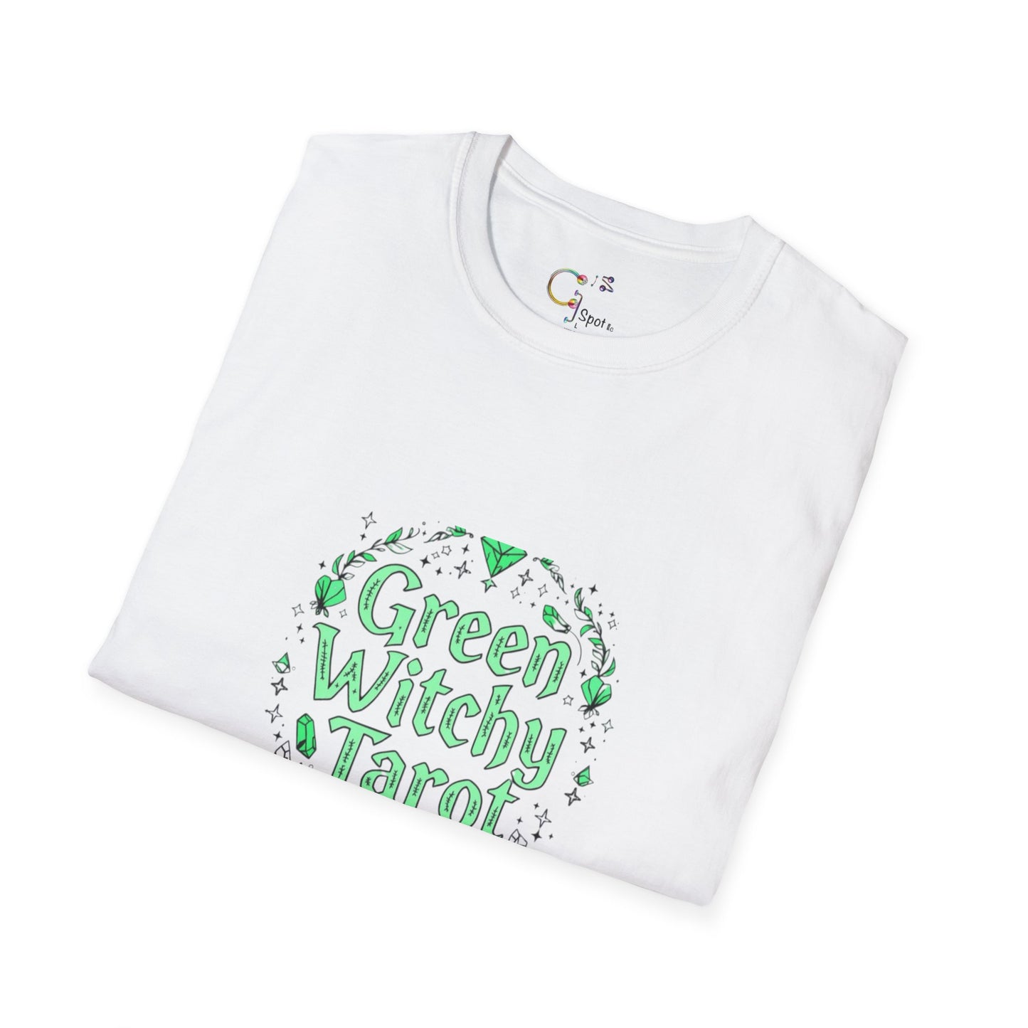 Green Witchy Tarot Unisex T-Shirt, Magical Tee, Gift for Tarot Lovers, Casual Wear, Spiritual Apparel, Witchy Fashion