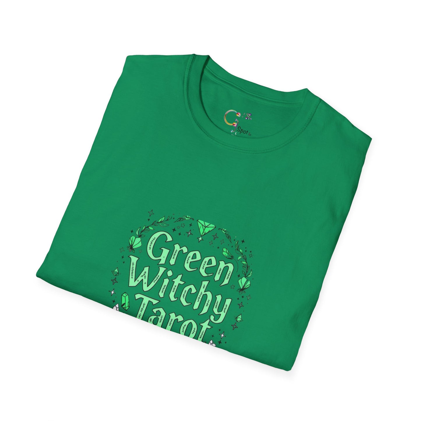 Green Witchy Tarot Unisex T-Shirt, Magical Tee, Gift for Tarot Lovers, Casual Wear, Spiritual Apparel, Witchy Fashion
