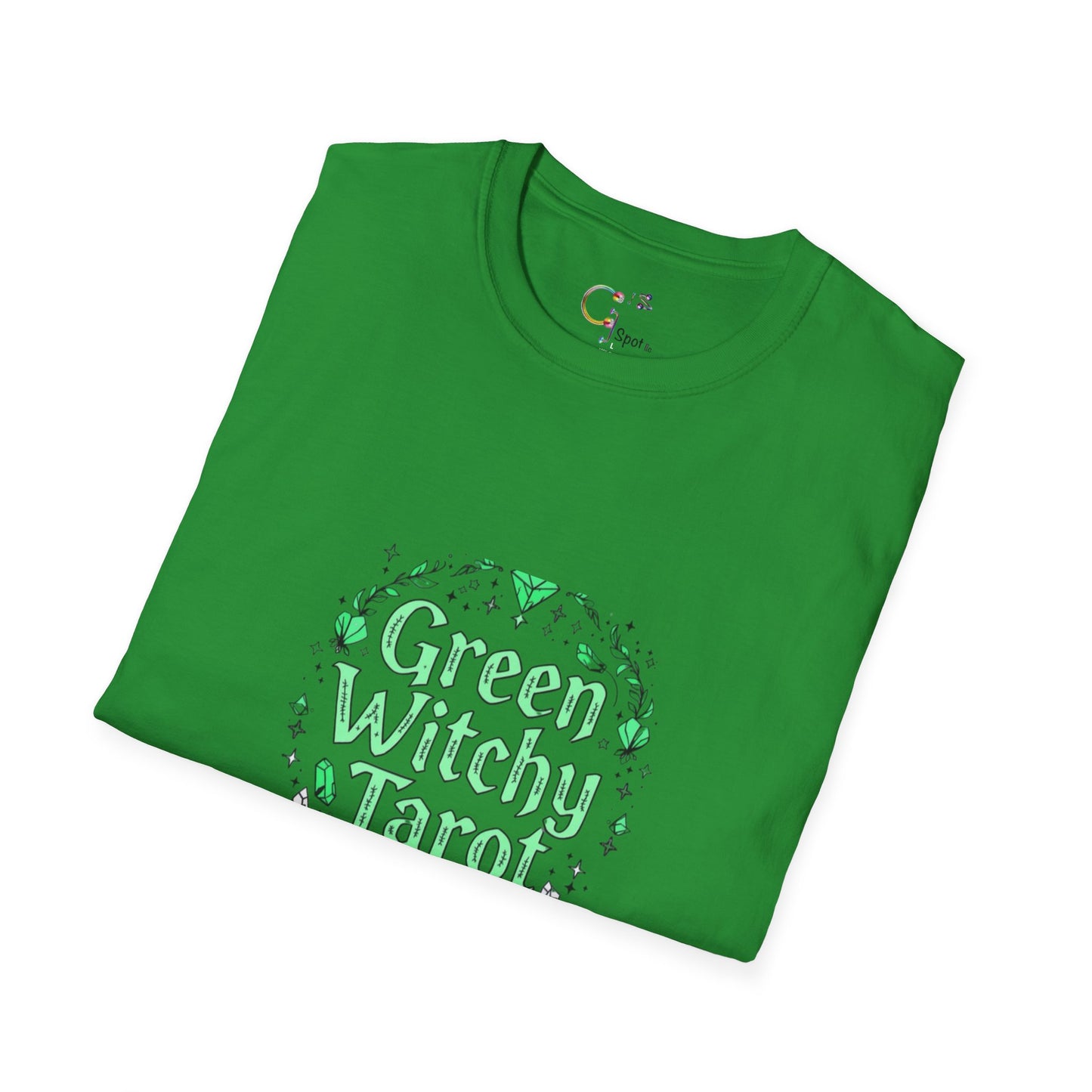 Green Witchy Tarot Unisex T-Shirt, Magical Tee, Gift for Tarot Lovers, Casual Wear, Spiritual Apparel, Witchy Fashion