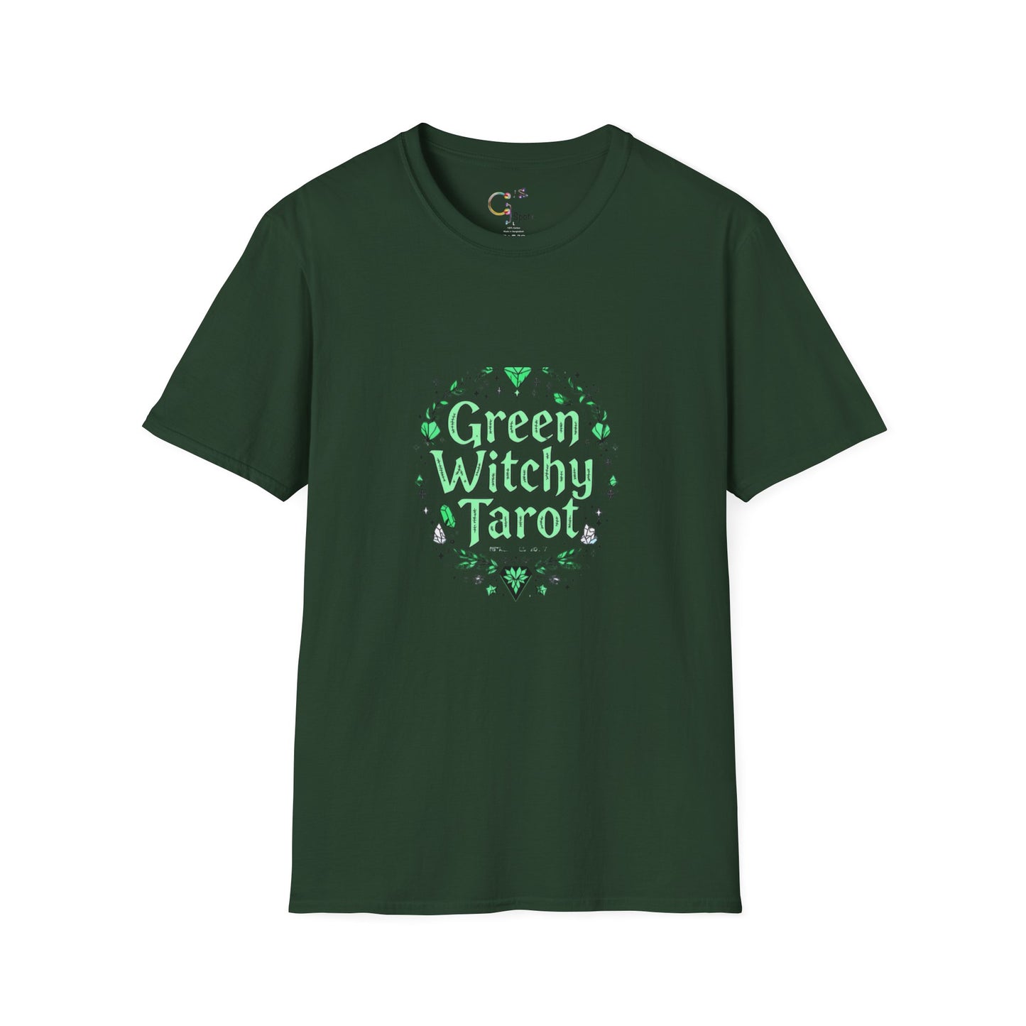 Green Witchy Tarot Unisex T-Shirt, Magical Tee, Gift for Tarot Lovers, Casual Wear, Spiritual Apparel, Witchy Fashion