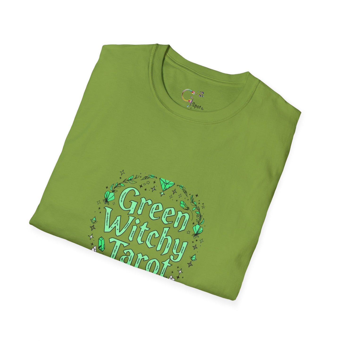 Green Witchy Tarot Unisex T-Shirt, Magical Tee, Gift for Tarot Lovers, Casual Wear, Spiritual Apparel, Witchy Fashion