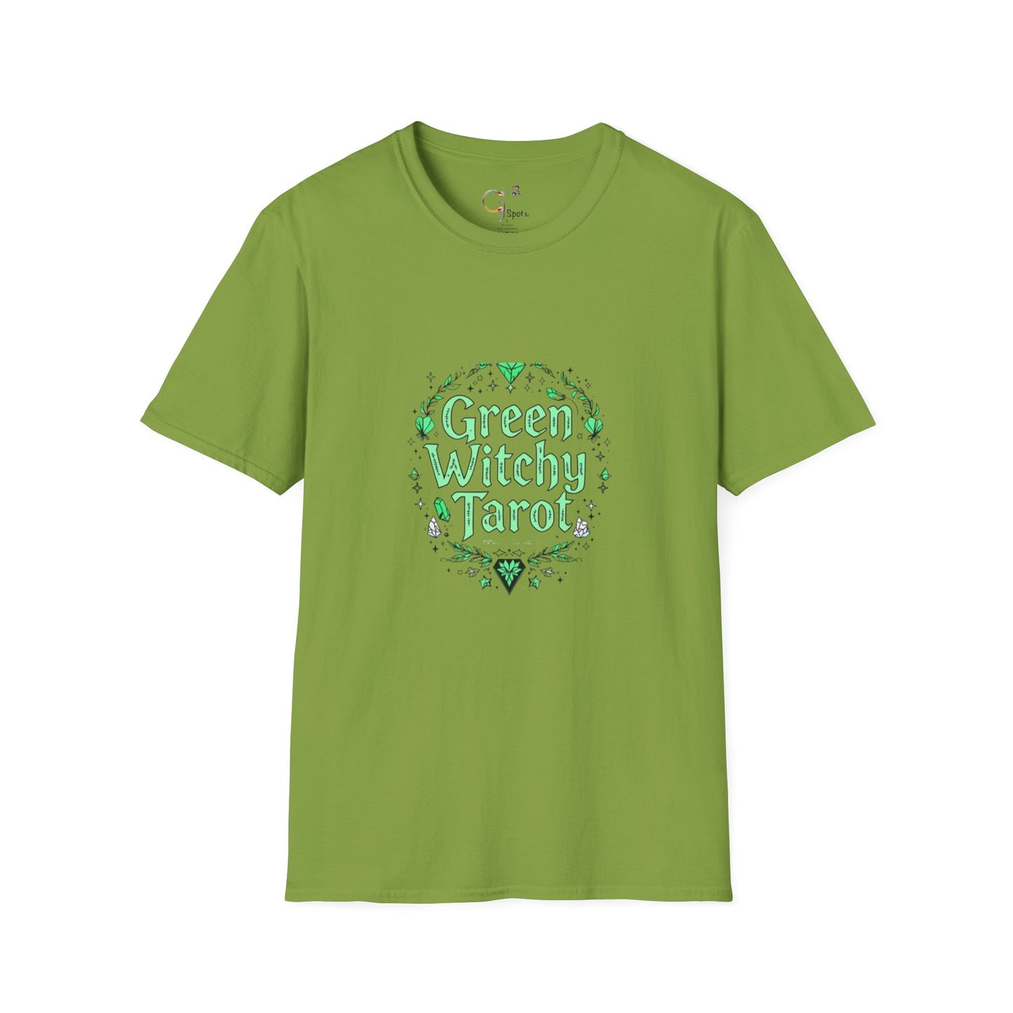 Green Witchy Tarot Unisex T-Shirt, Magical Tee, Gift for Tarot Lovers, Casual Wear, Spiritual Apparel, Witchy Fashion