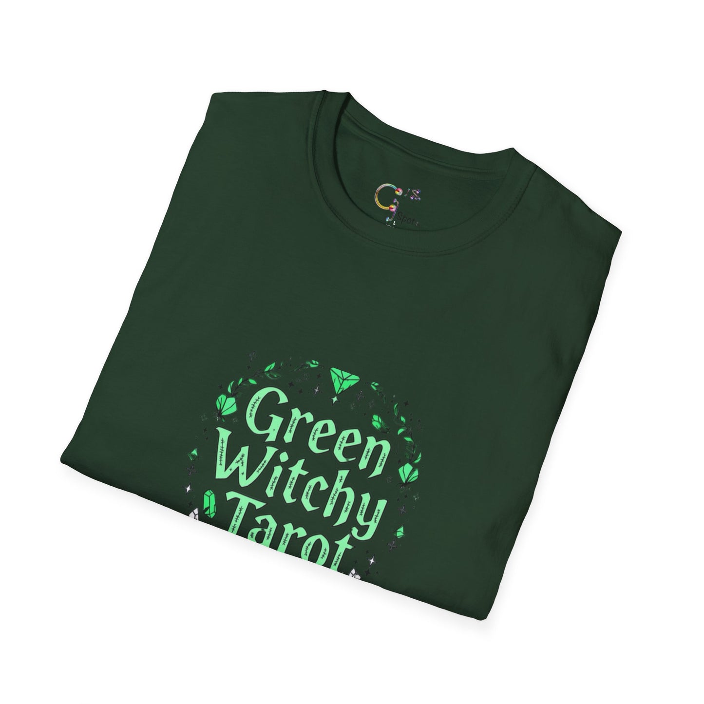 Green Witchy Tarot Unisex T-Shirt, Magical Tee, Gift for Tarot Lovers, Casual Wear, Spiritual Apparel, Witchy Fashion