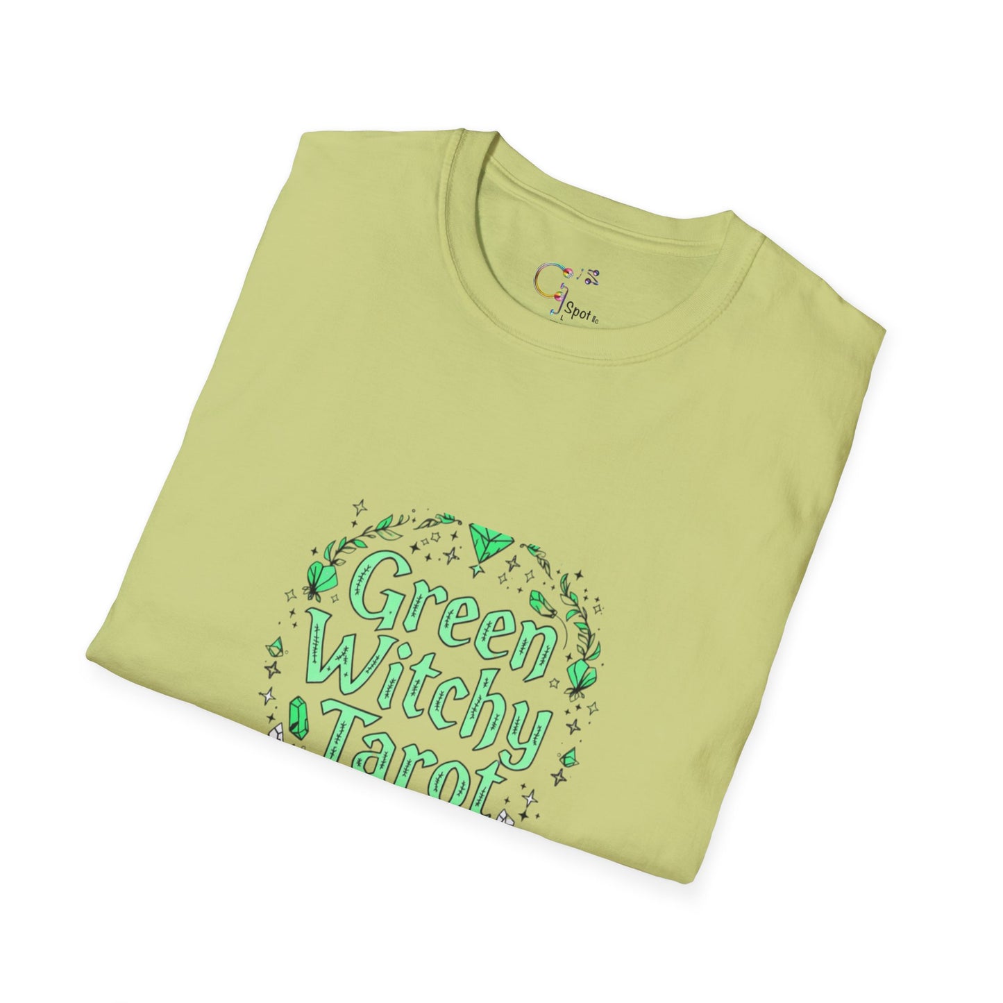 Green Witchy Tarot Unisex T-Shirt, Magical Tee, Gift for Tarot Lovers, Casual Wear, Spiritual Apparel, Witchy Fashion