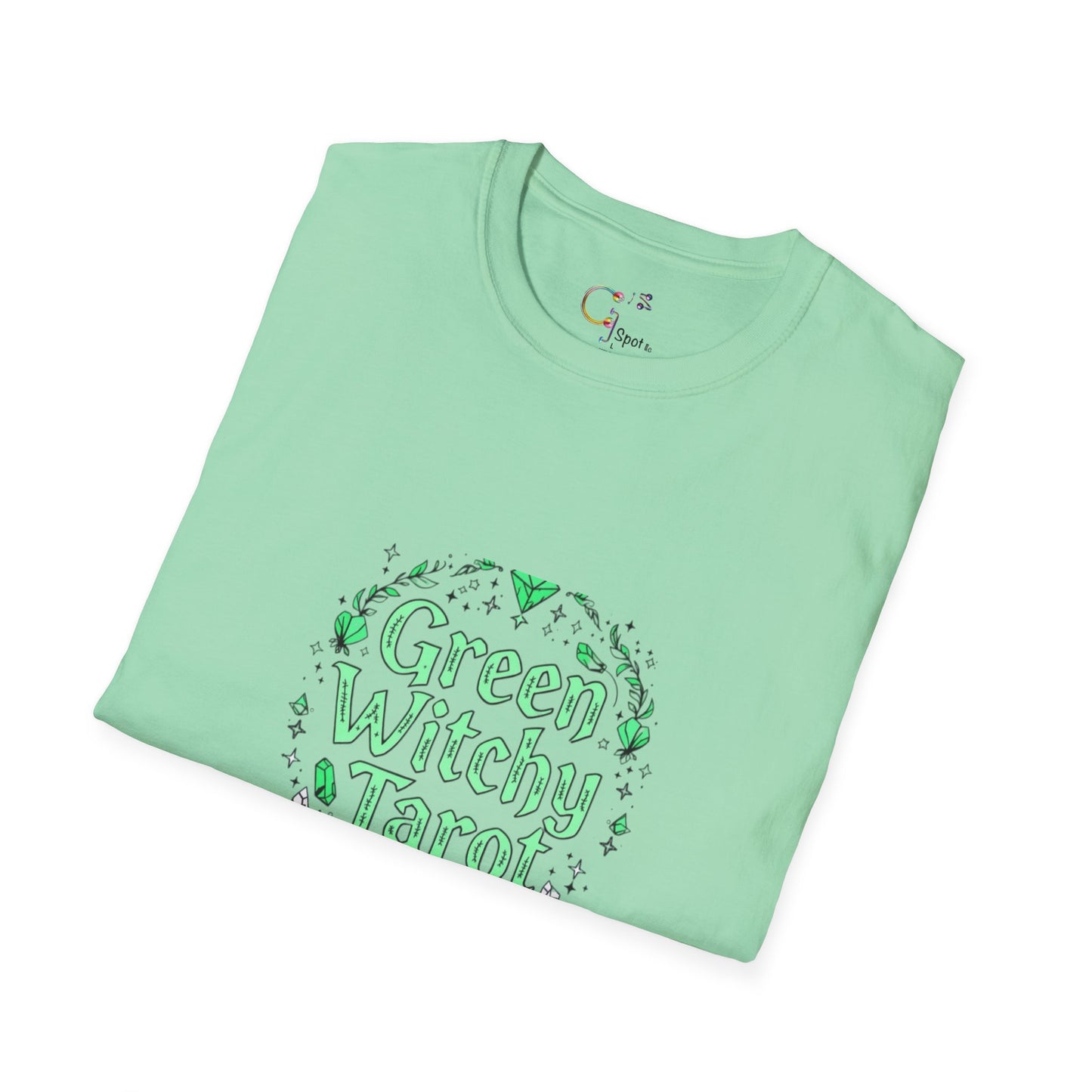 Green Witchy Tarot Unisex T-Shirt, Magical Tee, Gift for Tarot Lovers, Casual Wear, Spiritual Apparel, Witchy Fashion