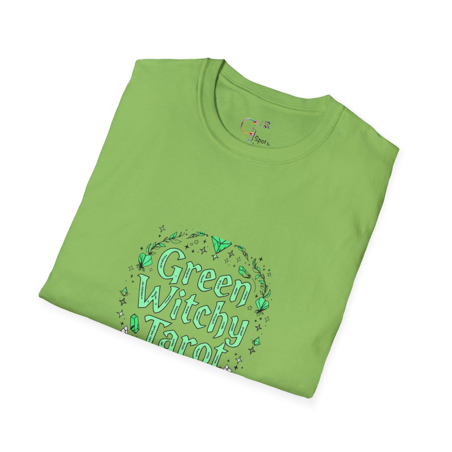 Green Witchy Tarot Unisex T-Shirt, Magical Tee, Gift for Tarot Lovers, Casual Wear, Spiritual Apparel, Witchy Fashion