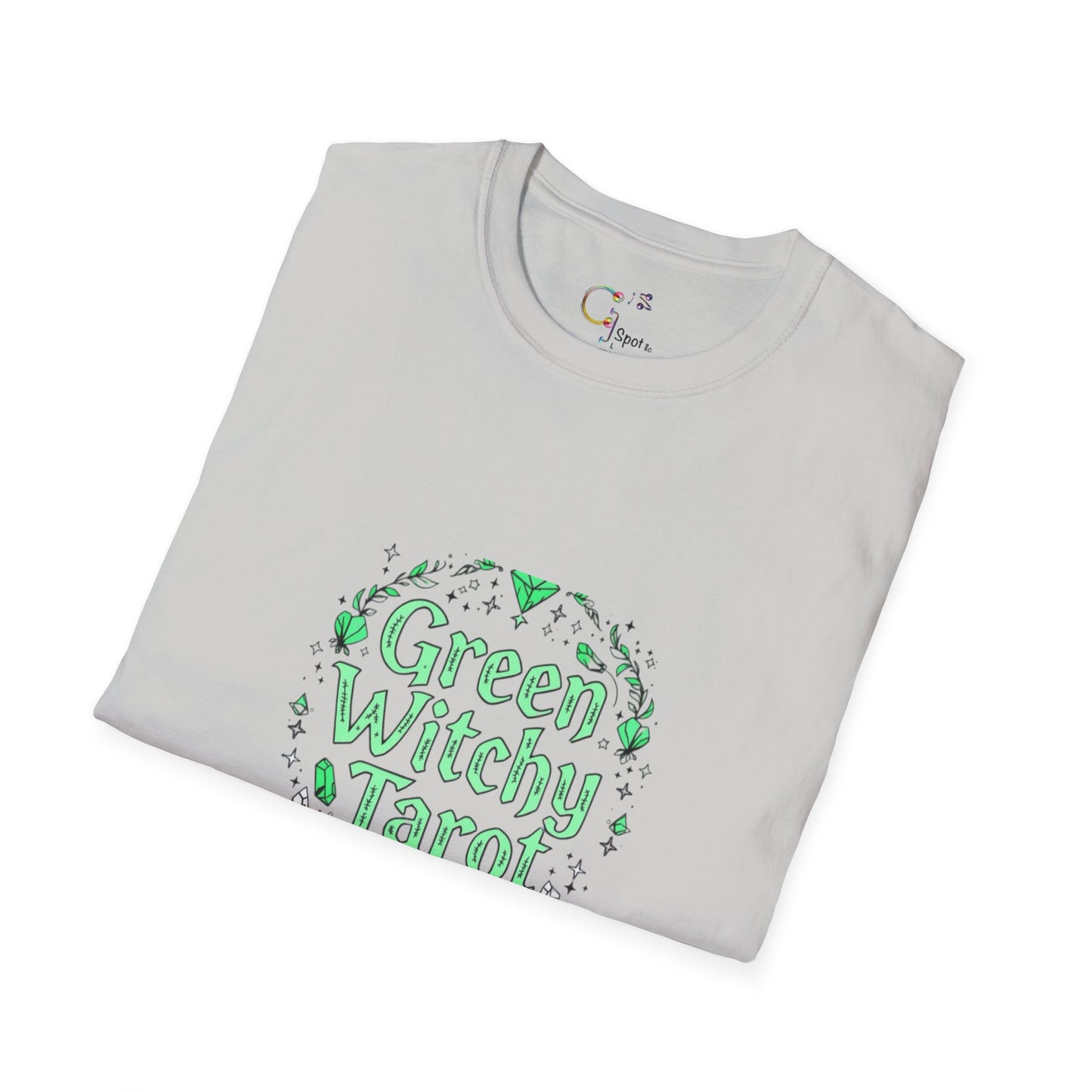 Green Witchy Tarot Unisex T-Shirt, Magical Tee, Gift for Tarot Lovers, Casual Wear, Spiritual Apparel, Witchy Fashion