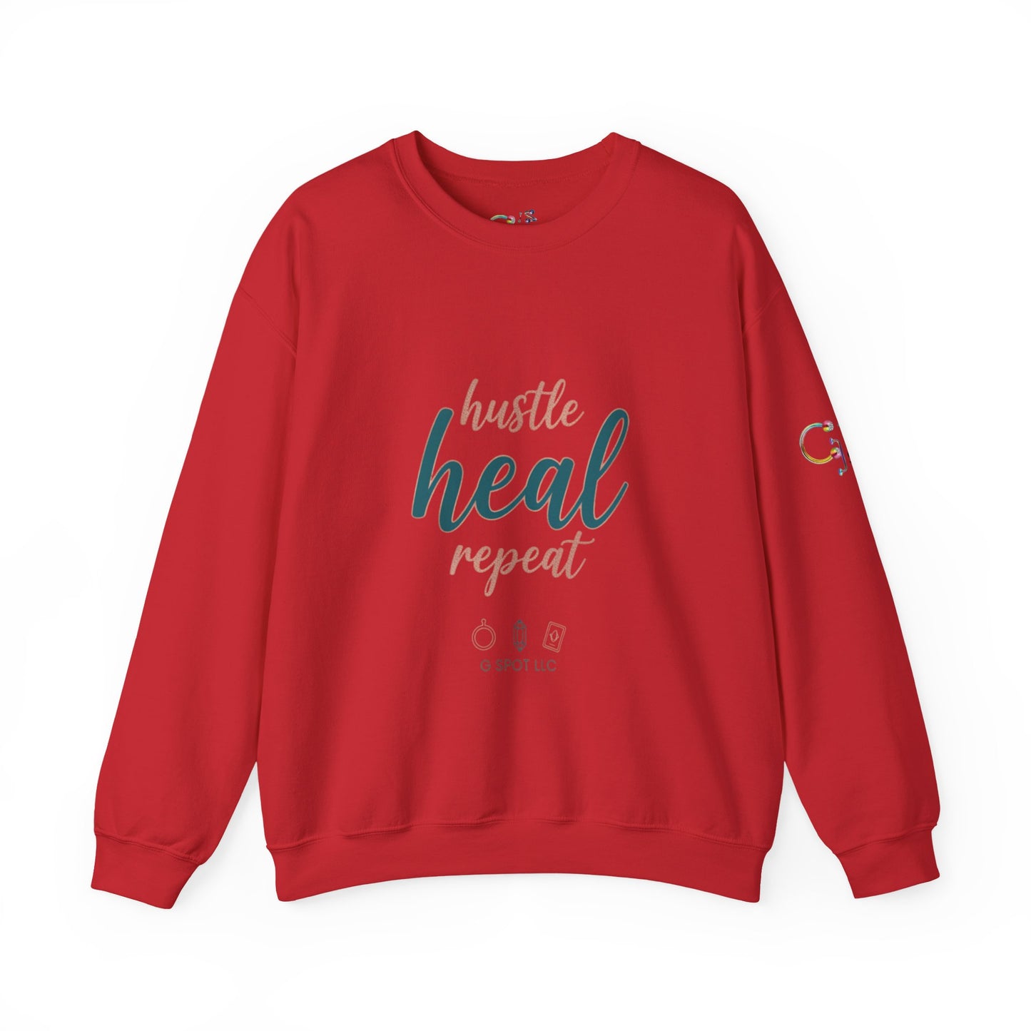 Crewneck Sweatshirt — "Hustle Heal Repeat" Empowerment Design