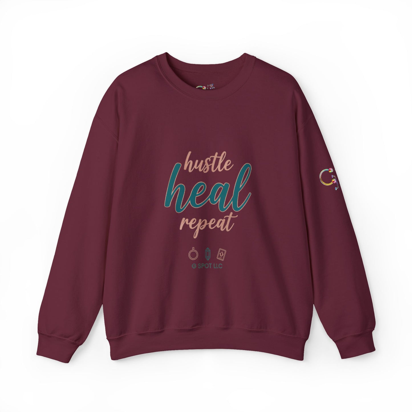 Crewneck Sweatshirt — "Hustle Heal Repeat" Empowerment Design