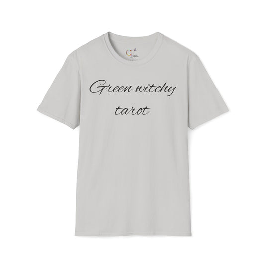 Green Witchy Tarot Unisex T-Shirt, Magical Tee, Gift for Tarot Lovers, Casual Wear, Spiritual Apparel, Witchy Fashion