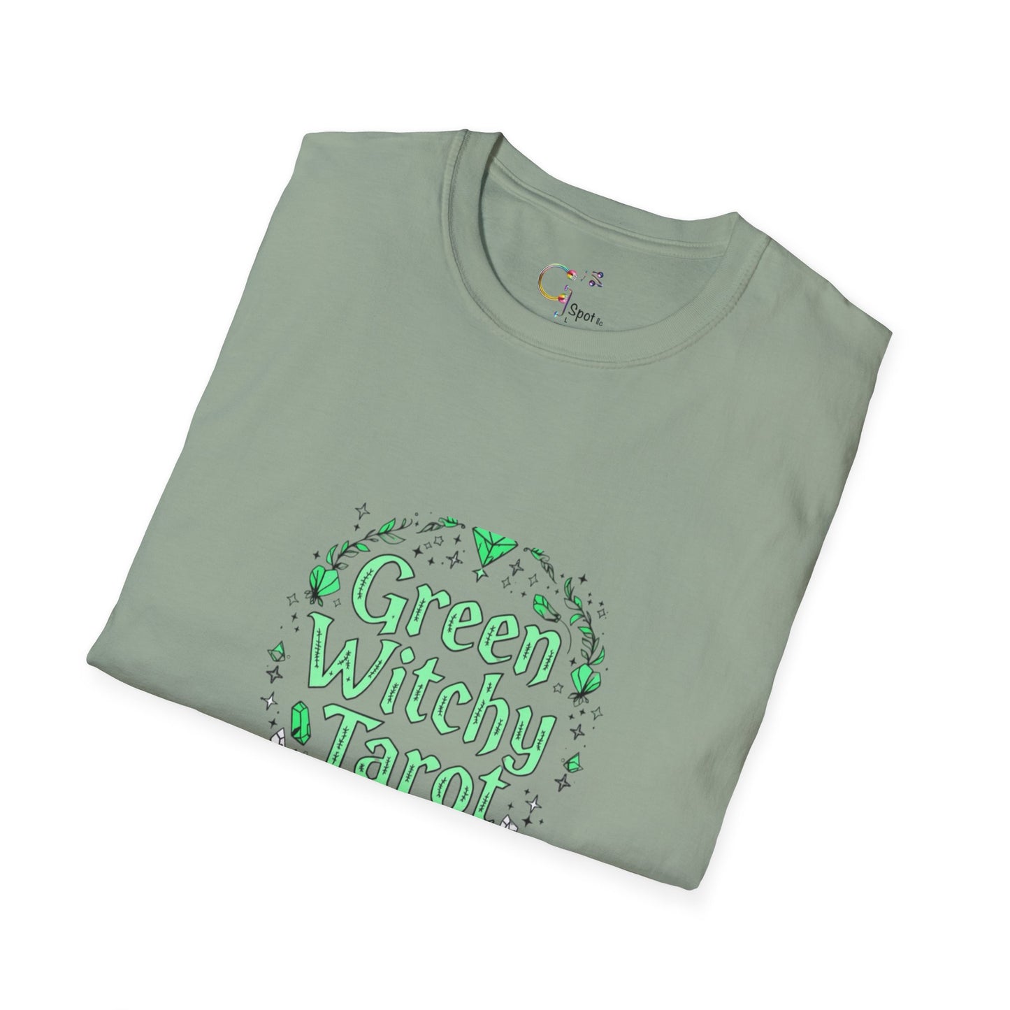 Green Witchy Tarot Unisex T-Shirt, Magical Tee, Gift for Tarot Lovers, Casual Wear, Spiritual Apparel, Witchy Fashion