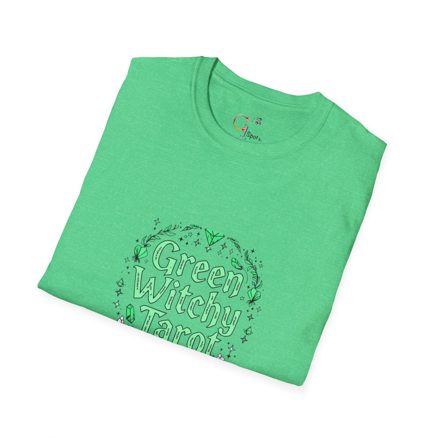 Green Witchy Tarot Unisex T-Shirt, Magical Tee, Gift for Tarot Lovers, Casual Wear, Spiritual Apparel, Witchy Fashion