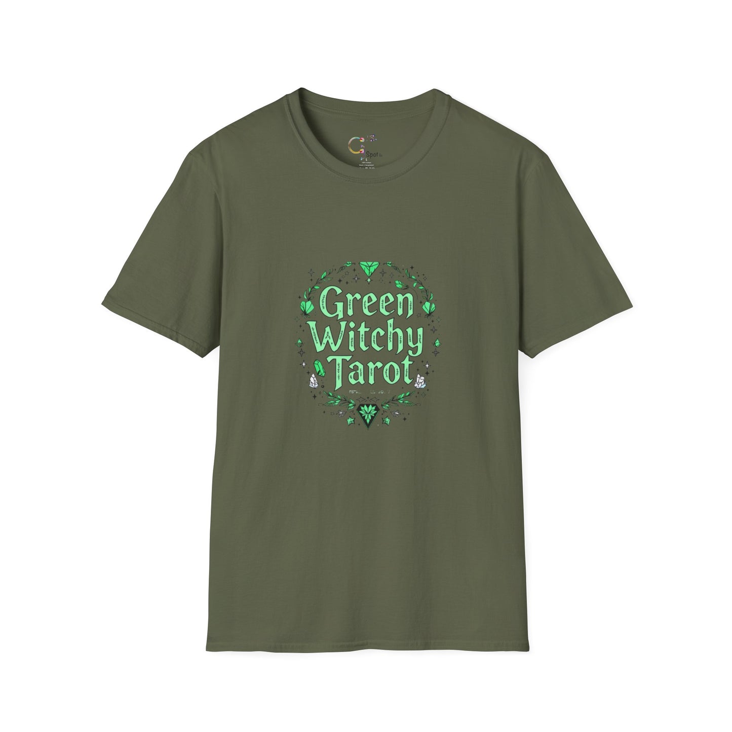 Green Witchy Tarot Unisex T-Shirt, Magical Tee, Gift for Tarot Lovers, Casual Wear, Spiritual Apparel, Witchy Fashion