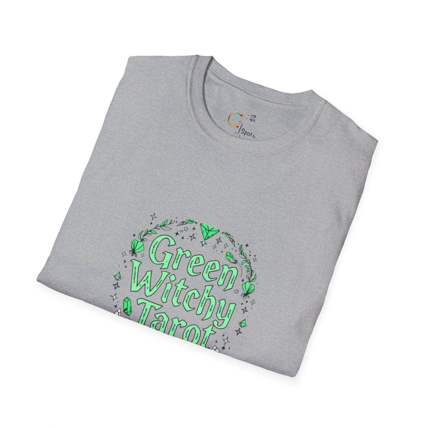 Green Witchy Tarot Unisex T-Shirt, Magical Tee, Gift for Tarot Lovers, Casual Wear, Spiritual Apparel, Witchy Fashion