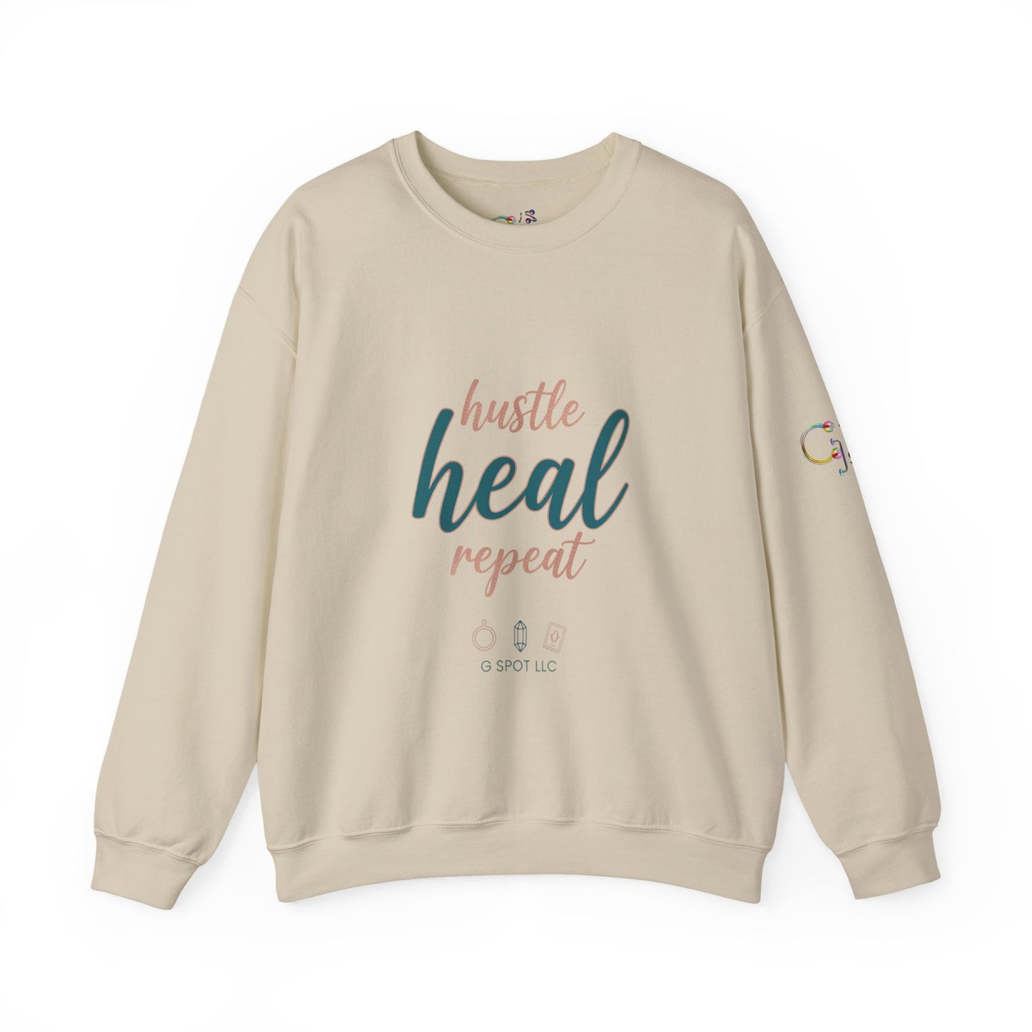 Crewneck Sweatshirt — "Hustle Heal Repeat" Empowerment Design